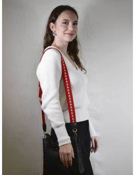 Correa roja de tela regulable