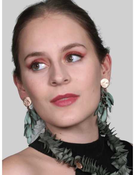 Pendientes Colgantes Verde Pétalos de Resina