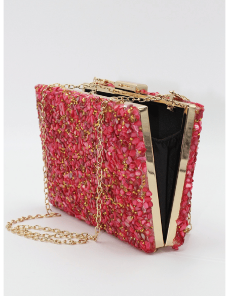 Bolso de Fiesta Fucsia con Pedrería Brillante