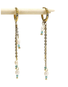 Pendientes para Mujer Dorado de Piedras Naturales 2