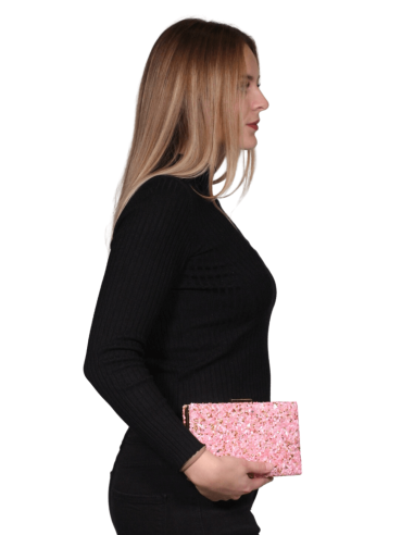Bolso Clutch de Fiesta con Pedrería Rosa