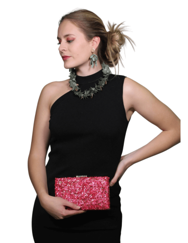 Bolso de Fiesta Fucsia con Pedrería Brillante