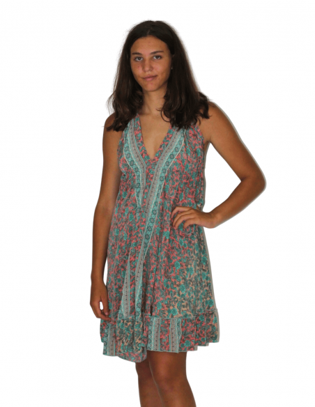 Vestido Veraniego de Mujer Corto Estampado Étnico Talla Única