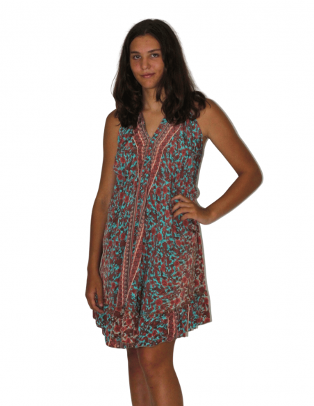 Vestido Veraniego de Mujer Corto Estampado Étnico Talla Única