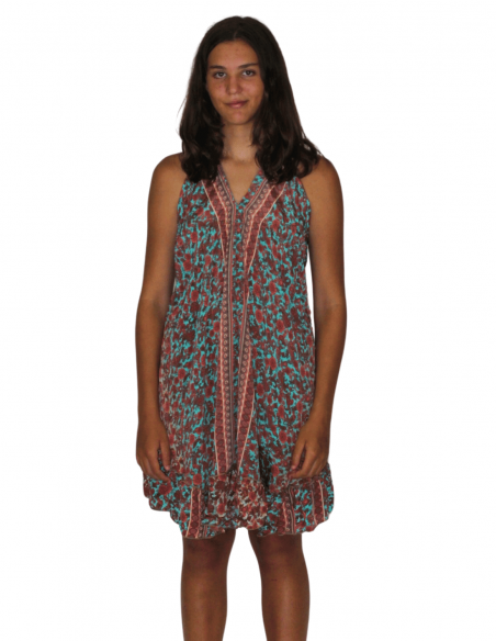 Vestido Veraniego de Mujer Corto Estampado Étnico Talla Única