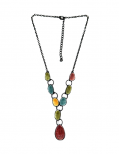 Collar Negro con Colgantes de Resina:🟡🔴🟢 2